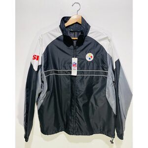 Dunbrooke NFL team apparel football Steelers windbreaker black gray men's L New